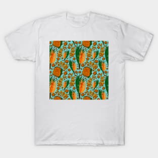 Blue and Orange Native Australian Floral Pattern - CreateArtHistory T-Shirt